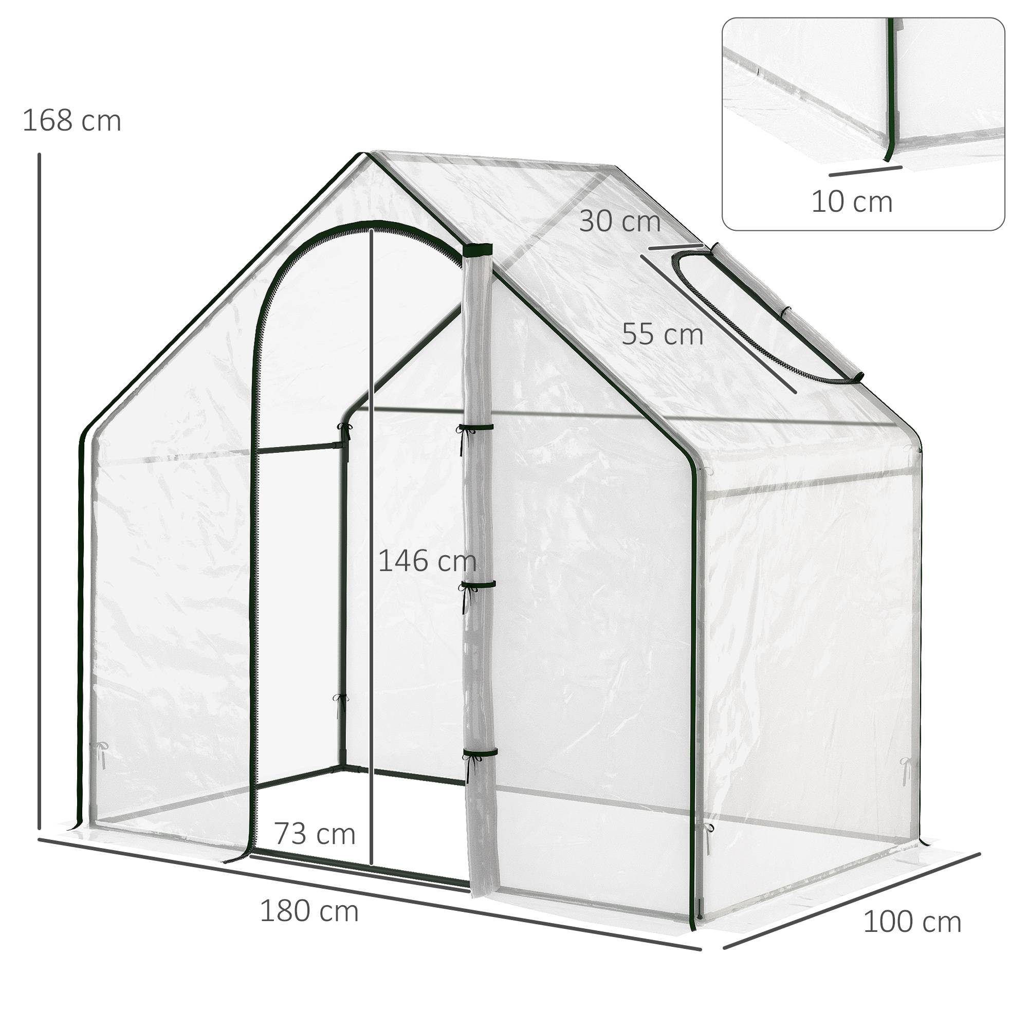 Sans Marque - Serre de Jardin Balcon terrasse Serre pour tomates 1,8L x 1l x 1,68H m Acier plastique imperméable Transparent Vert - Image 5