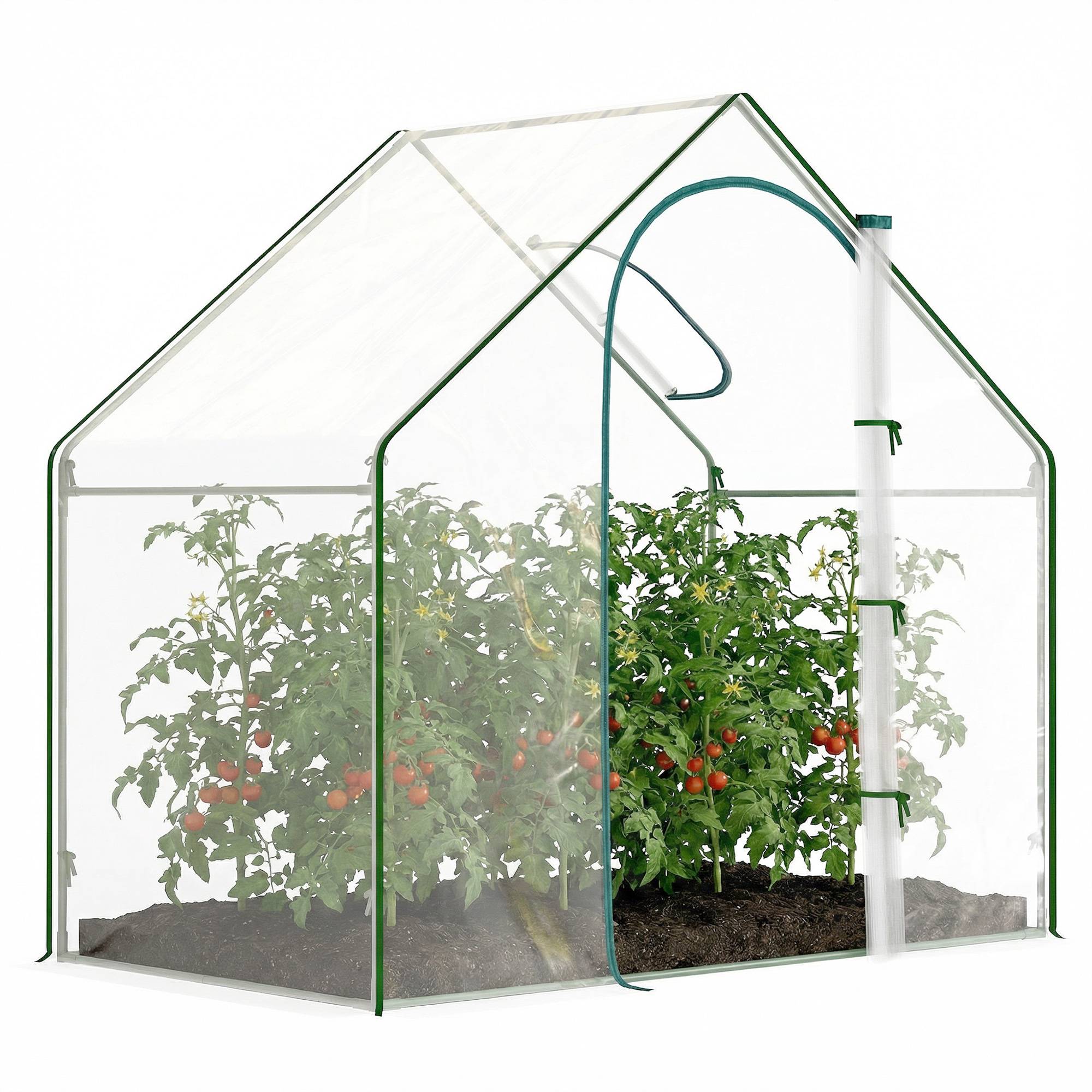 Sans Marque - Serre de Jardin Balcon terrasse Serre pour tomates 1,8L x 1l x 1,68H m Acier plastique imperméable Transparent Vert - Image 1
