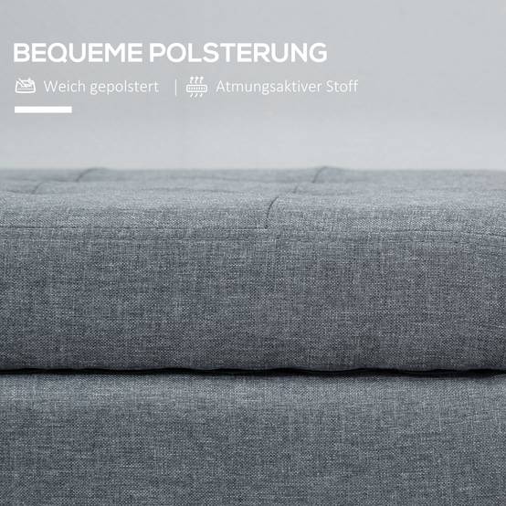 ComfortXL - Banc Coffre de Rangement Rembourré Aspect Lin pour Chambre Salon Bout de Lit Gris – ComfortXL Outdoor Living - Image 6