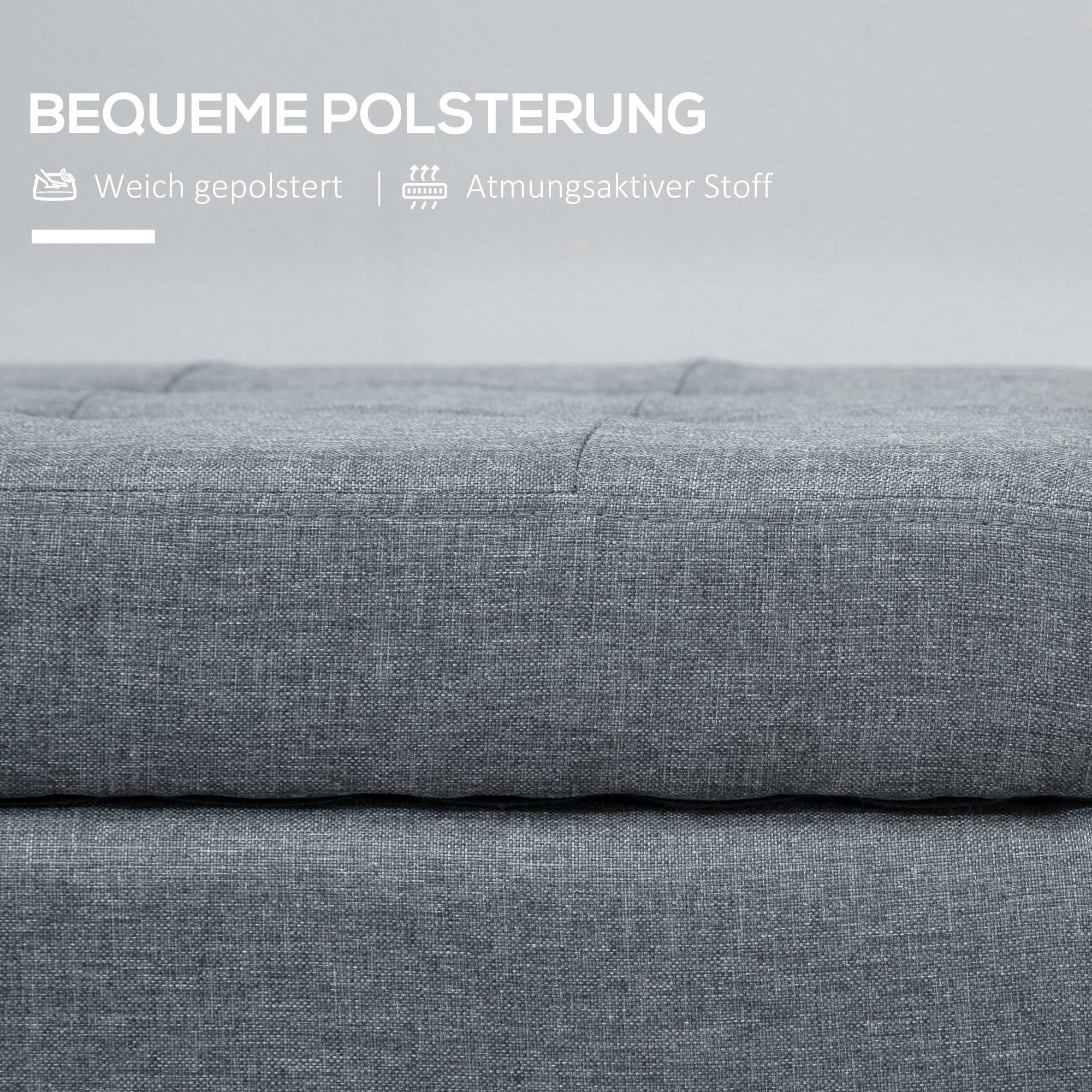 ComfortXL - Banc Coffre de Rangement Rembourré Aspect Lin pour Chambre Salon Bout de Lit Gris – ComfortXL Outdoor Living - Image 6