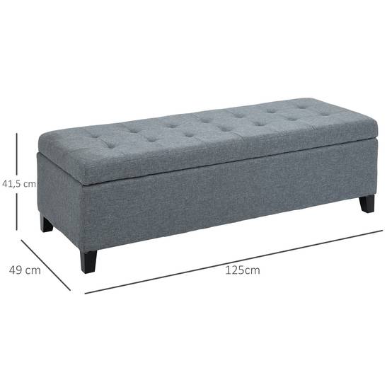 ComfortXL - Banc Coffre de Rangement Rembourré Aspect Lin pour Chambre Salon Bout de Lit Gris – ComfortXL Outdoor Living - Image 3