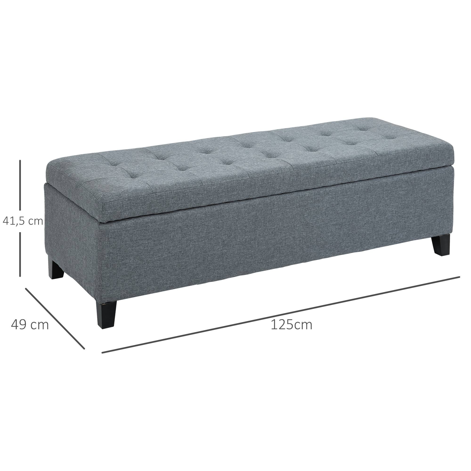 ComfortXL - Banc Coffre de Rangement Rembourré Aspect Lin pour Chambre Salon Bout de Lit Gris – ComfortXL Outdoor Living - Image 3