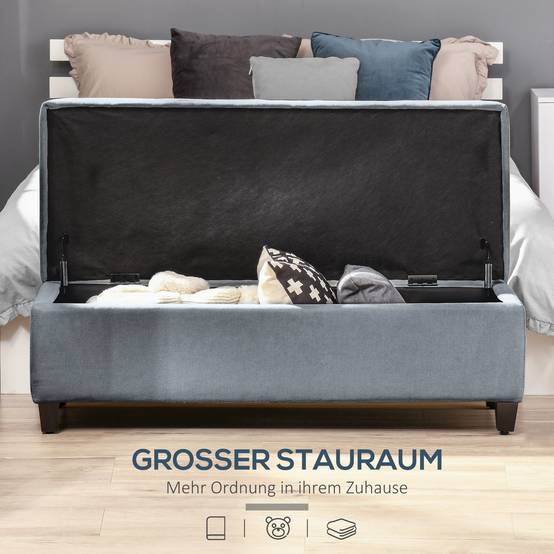 ComfortXL - Banc Coffre de Rangement Rembourré Aspect Lin pour Chambre Salon Bout de Lit Gris – ComfortXL Outdoor Living - Image 4