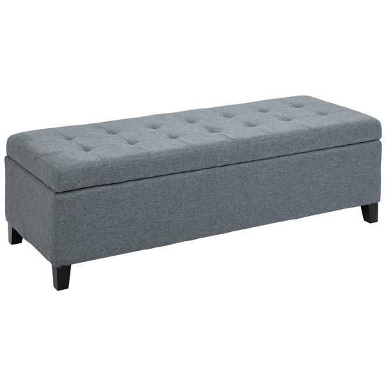 ComfortXL - Banc Coffre de Rangement Rembourré Aspect Lin pour Chambre Salon Bout de Lit Gris – ComfortXL Outdoor Living - Image 2