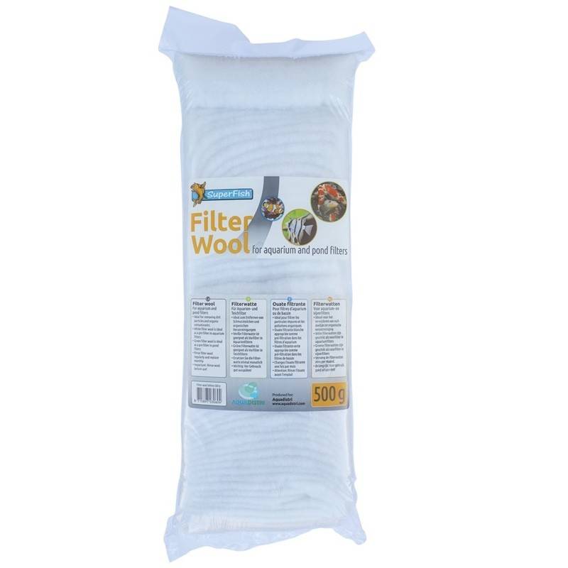 Ouate - Perlon blanc 500 gr pour filtre d'aquarium