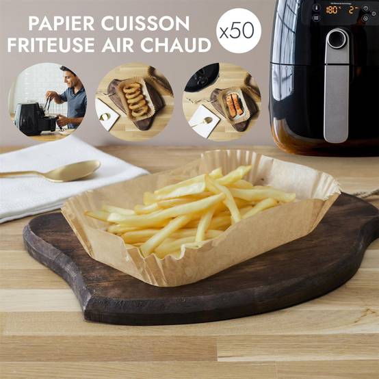 Cook Concept - Lot de 50 Feuilles de Papier Cuisson "Friteuse à Air" 20cm Marron - Image 4