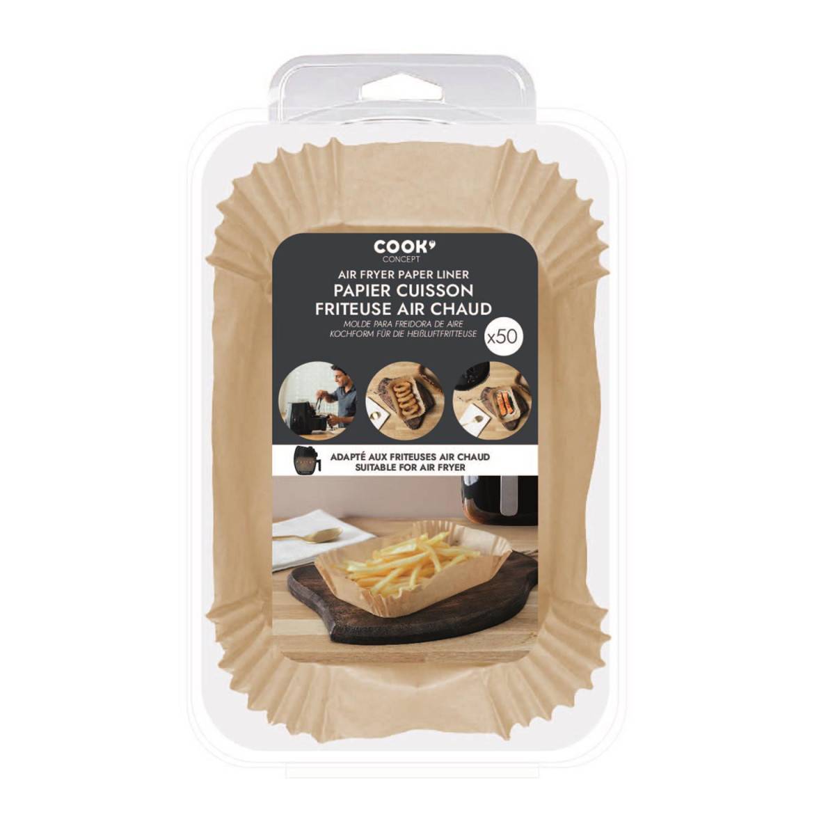 Cook Concept - Lot de 50 Feuilles de Papier Cuisson "Friteuse à Air" 20cm Marron - Image 5