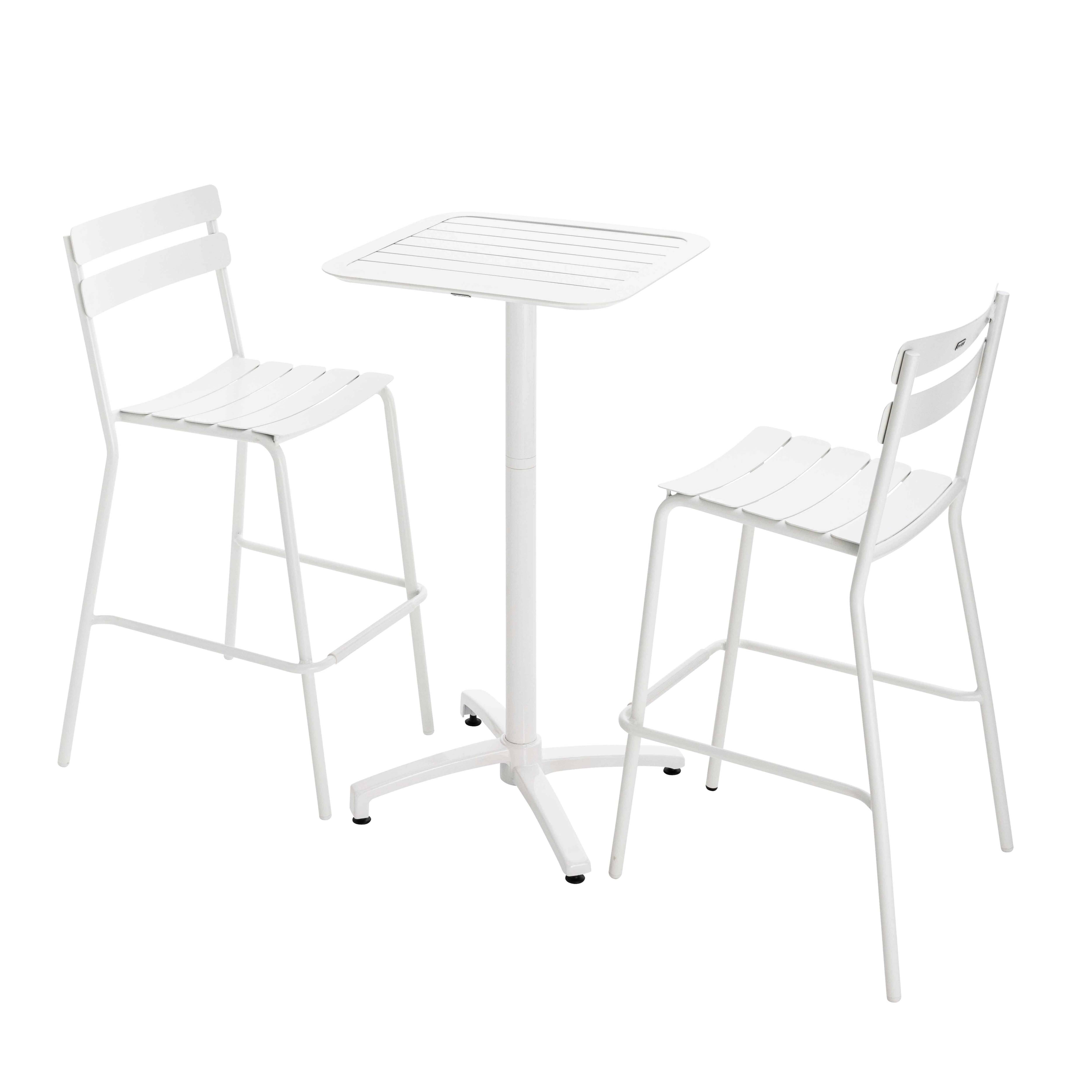 Oviala - Ensemble table haute de terrasse et 2 chaises en aluminium blanc Almada - Oviala - Image 1