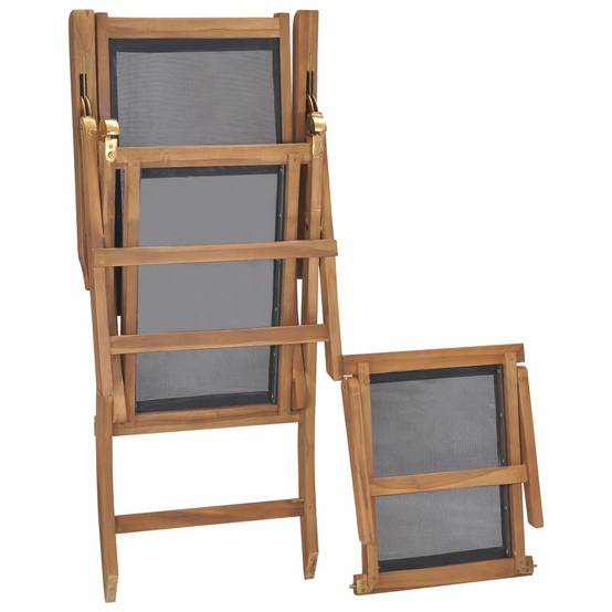 Chaise de terrasse avec repose-pied Bois de teck solide Noir 152 x 60 x ...