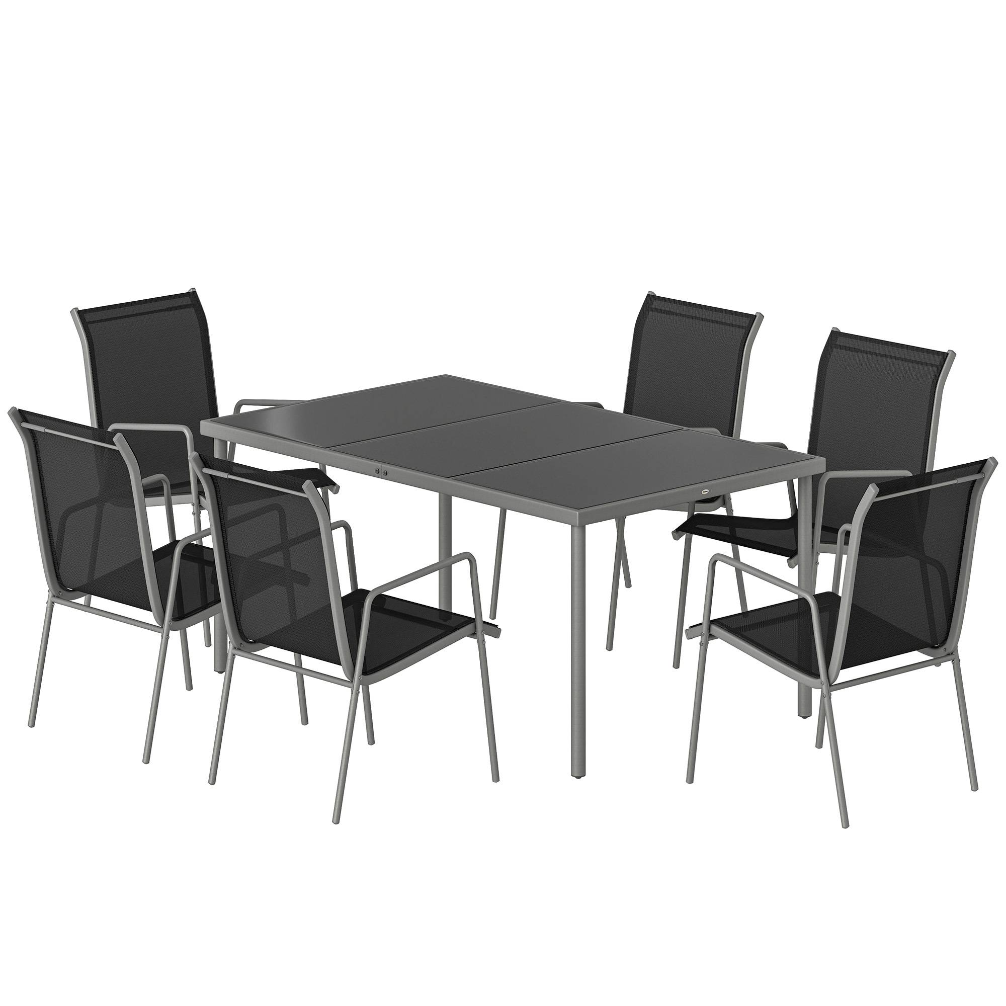 Salon de jardin métal et verre argent 150 x 90 x 72 cm - PANGIVO - Image 2