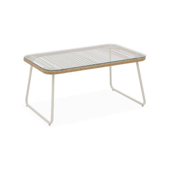 Salon de jardin en corde résine plastique et acier galvanisé. table basse en verre trempé. 4 places | sweeek - Image 6