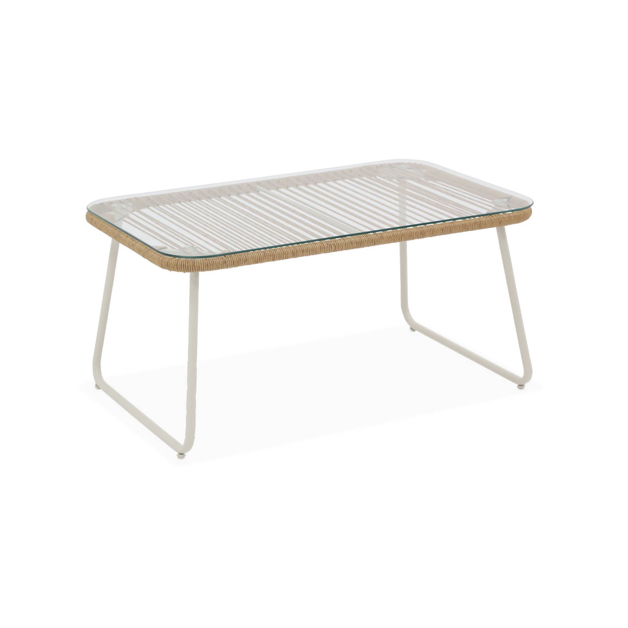 Salon de jardin en corde résine plastique et acier galvanisé. table basse en verre trempé. 4 places  | sweeek - Image 6
