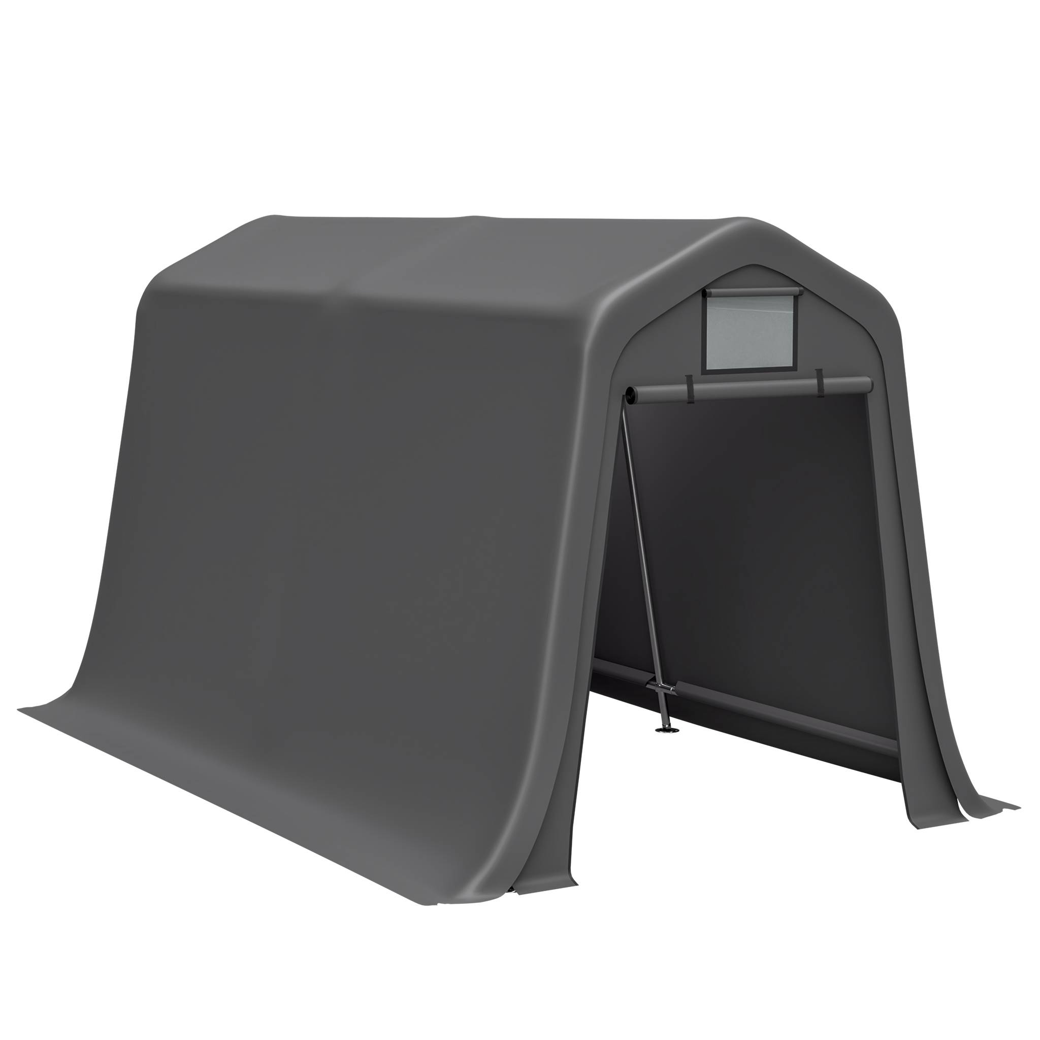 Carport toit en pointe 366×213×225 cm, bâche étanche anti-UV, acier galvanisé gris - Image 5