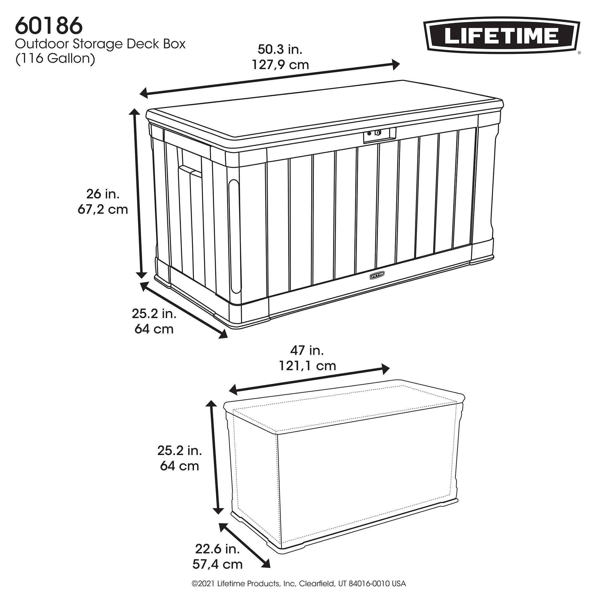 Lifetime - Coffre de rangement d'exterieur résine verrouillable 439L LIFETIME #60186 - Image 8