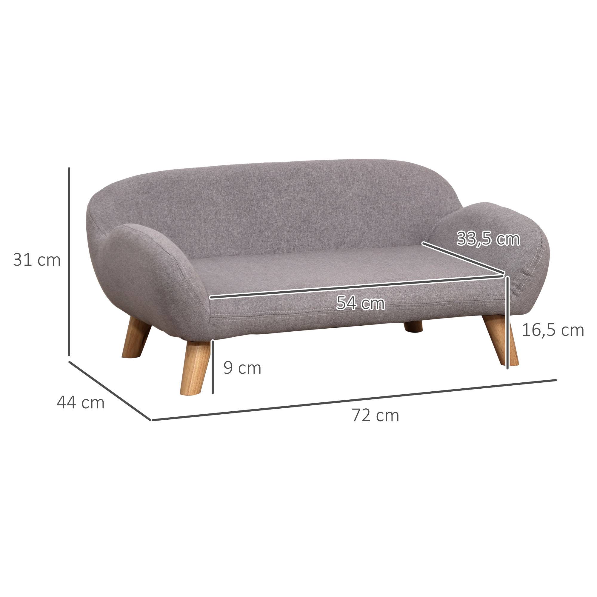 Sans Marque - Canapé pour chien canapé pour animal de compagnie style scandinave pieds effilés en bois revêtement tissu 72 x 44 x 31 cm - gris - Image 5