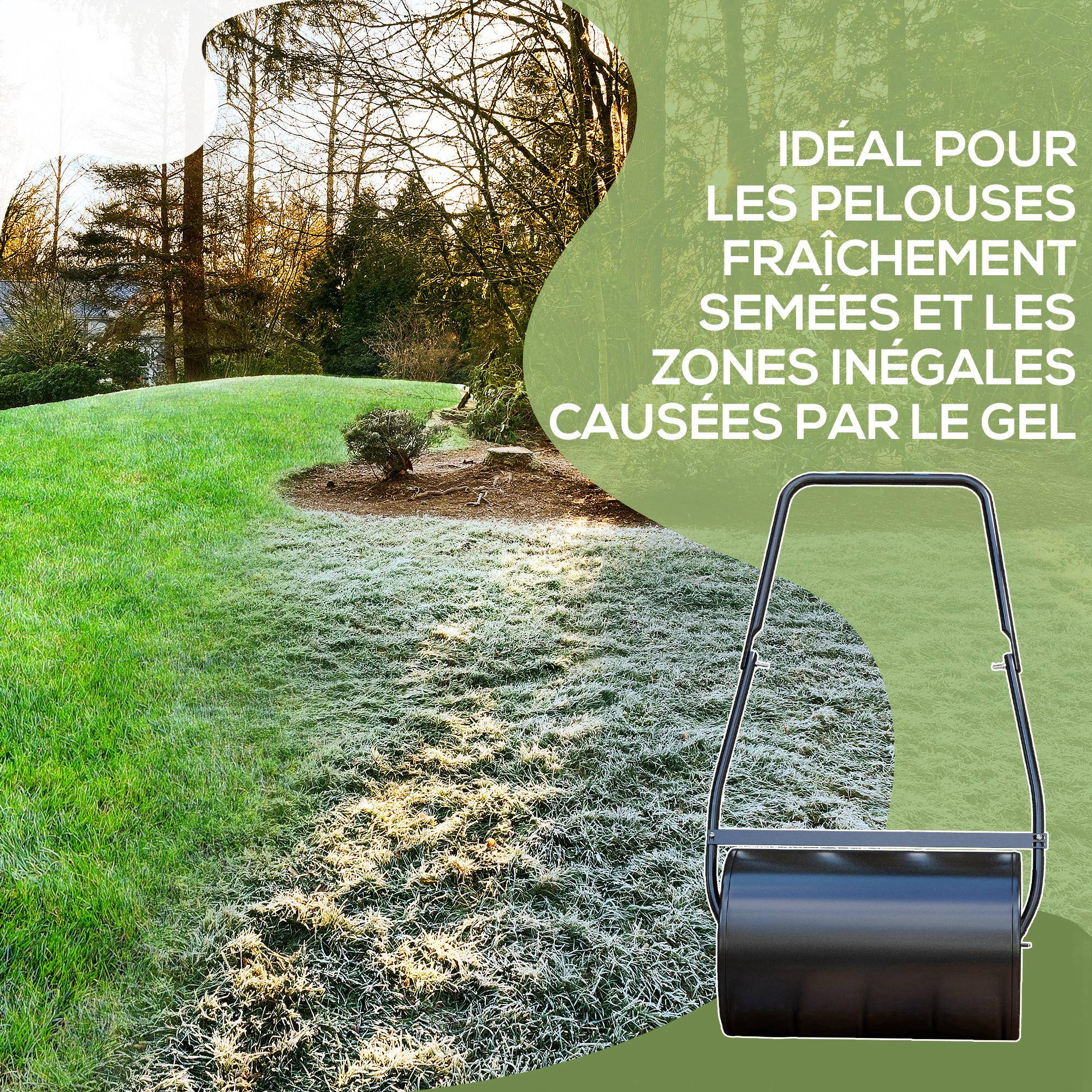 ComfortXL - Rouleau à gazon acier noir 60 x 32 x 105 cm jardin remplissable 38 L pratique - ComfortXL Outdoor Living - Image 5