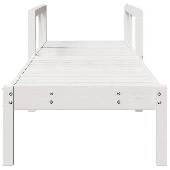 Chaise longue | Transat | Bain de soleil blanc 199,5x62x55 cm bois massif de pin - Image 4