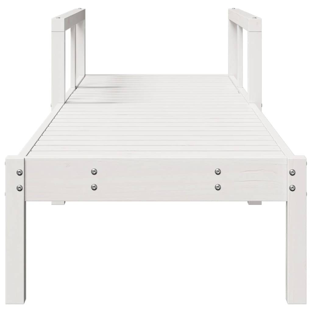 Chaise longue | Transat | Bain de soleil blanc 199,5x62x55 cm bois massif de pin - Image 4