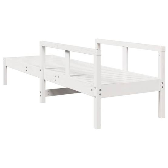 Chaise longue | Transat | Bain de soleil blanc 199,5x62x55 cm bois massif de pin - Image 6