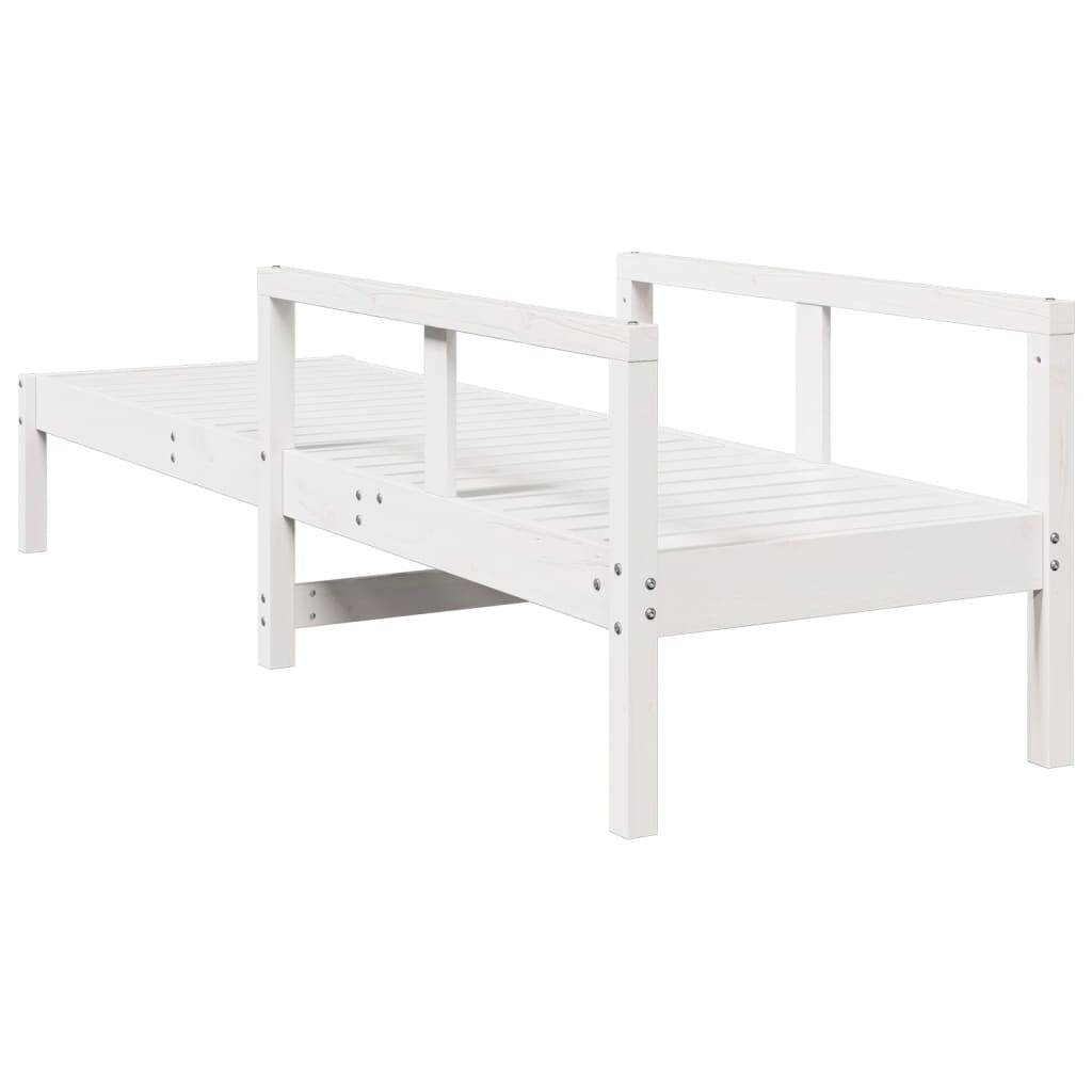 Chaise longue | Transat | Bain de soleil blanc 199,5x62x55 cm bois massif de pin - Image 6
