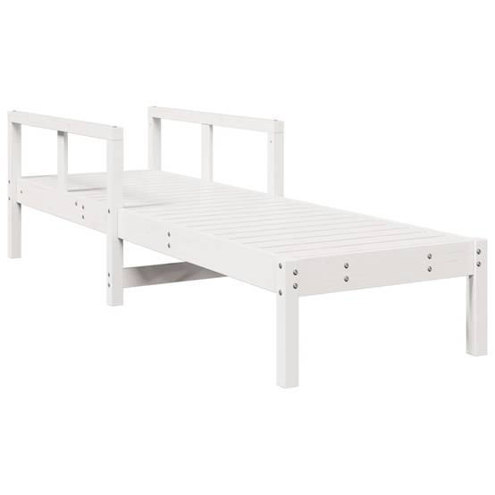 Chaise longue | Transat | Bain de soleil blanc 199,5x62x55 cm bois massif de pin - Image 1