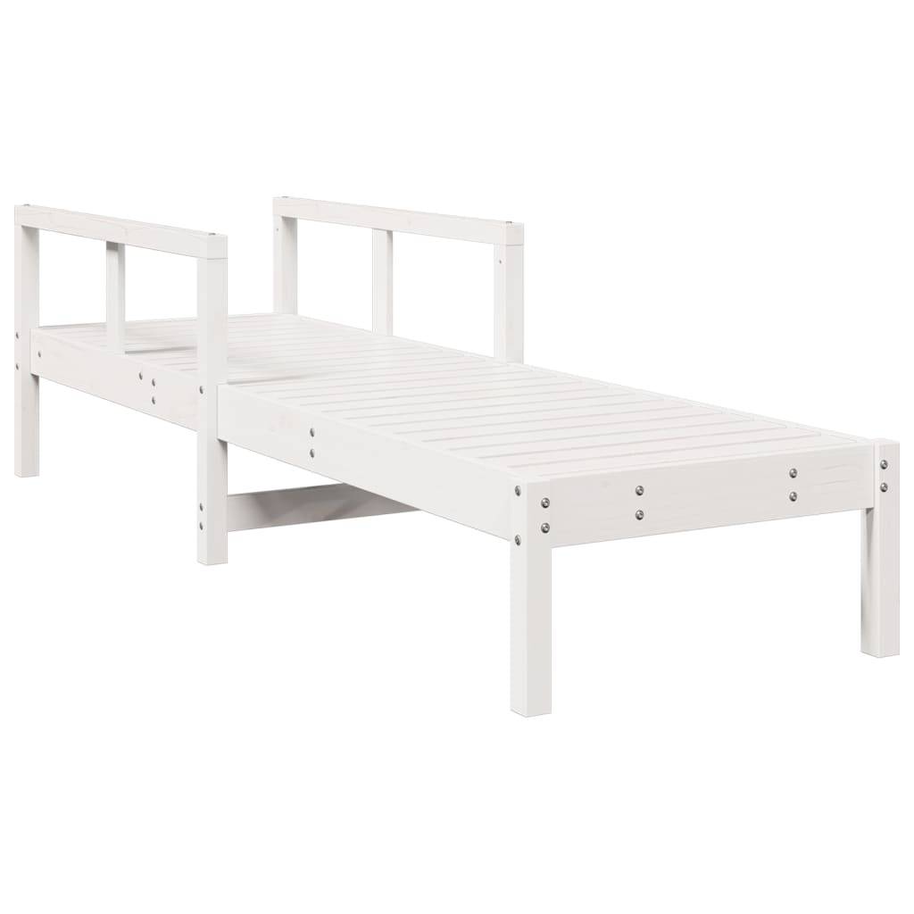 Chaise longue | Transat | Bain de soleil blanc 199,5x62x55 cm bois massif de pin - Image 1