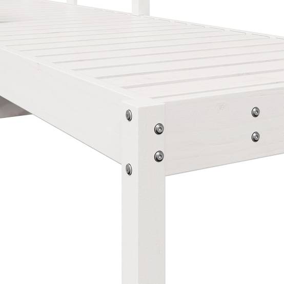 Chaise longue | Transat | Bain de soleil blanc 199,5x62x55 cm bois massif de pin - Image 8