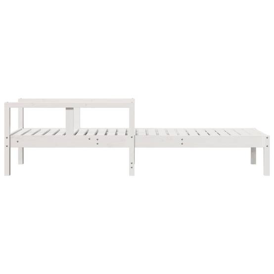 Chaise longue | Transat | Bain de soleil blanc 199,5x62x55 cm bois massif de pin - Image 5