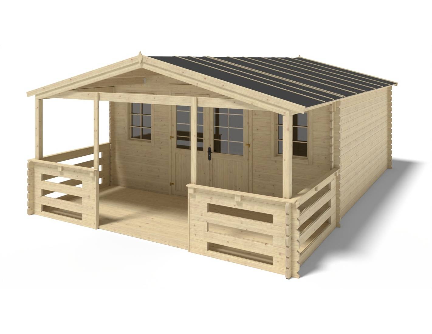 Altanka - Avant-toit en bois 5x2m pour le chalet de jardin 5m, couleur naturel - DOM613 - ALTANKA - Image 4