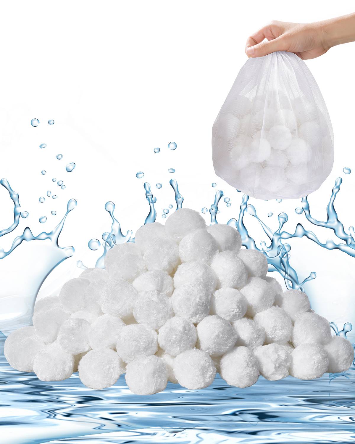 Vevor - VEVOR Boules filtrantes pour piscine 0,7 kg, fibres polyester réutilisables avec sac de lavage, compatibles filtres sable, cartouche et DE. - Image 1