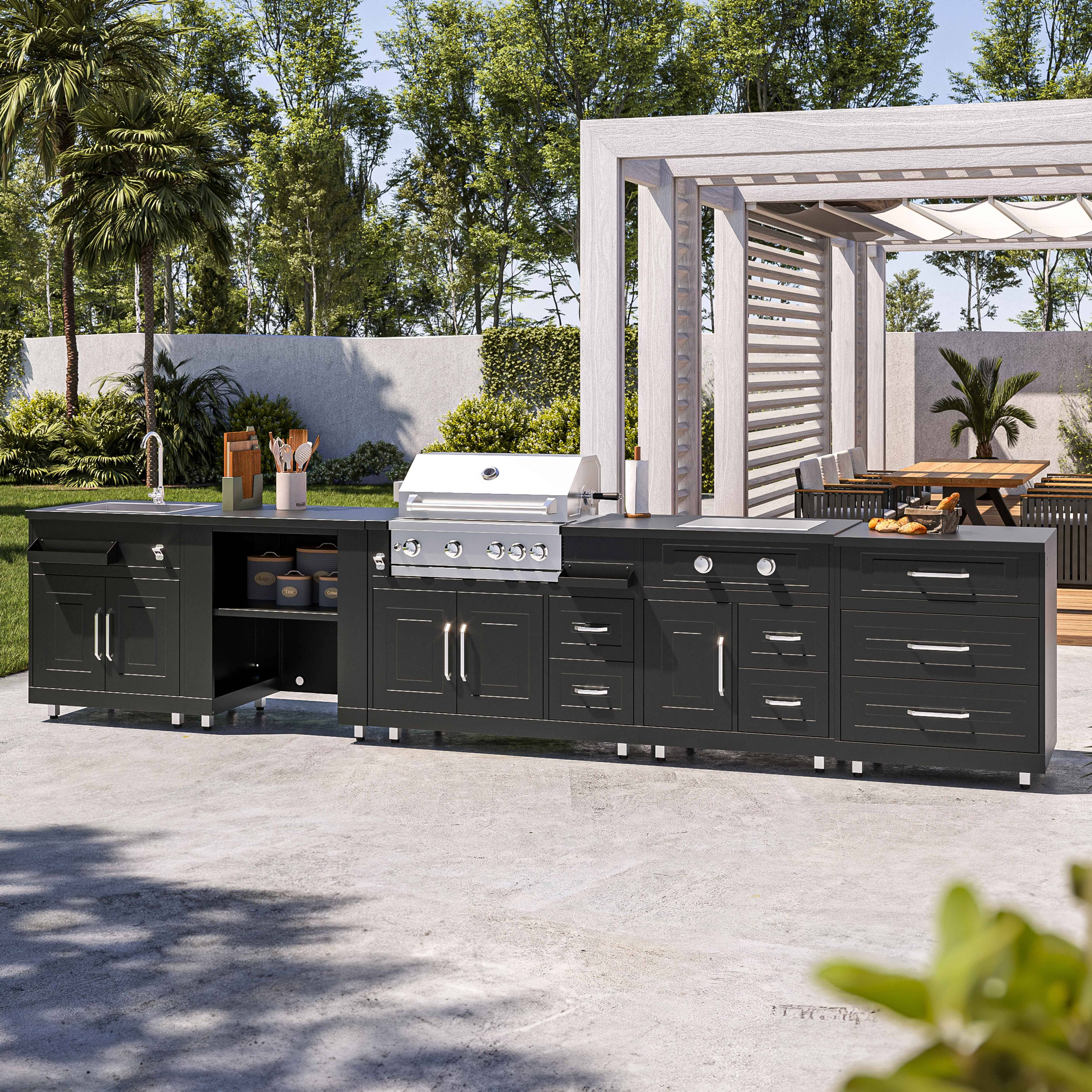 Oviala - Cuisine d'extérieur 5 éléments dont 2 modules de cuisson Memphis - Oviala - Image 1