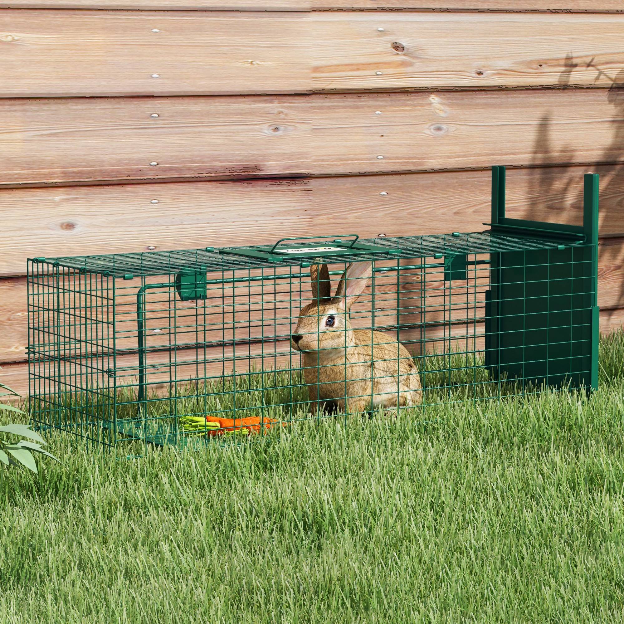 Cage piège pour petits animaux avec une porte et poignée, 80x25x30 cm, vert foncé - Image 4