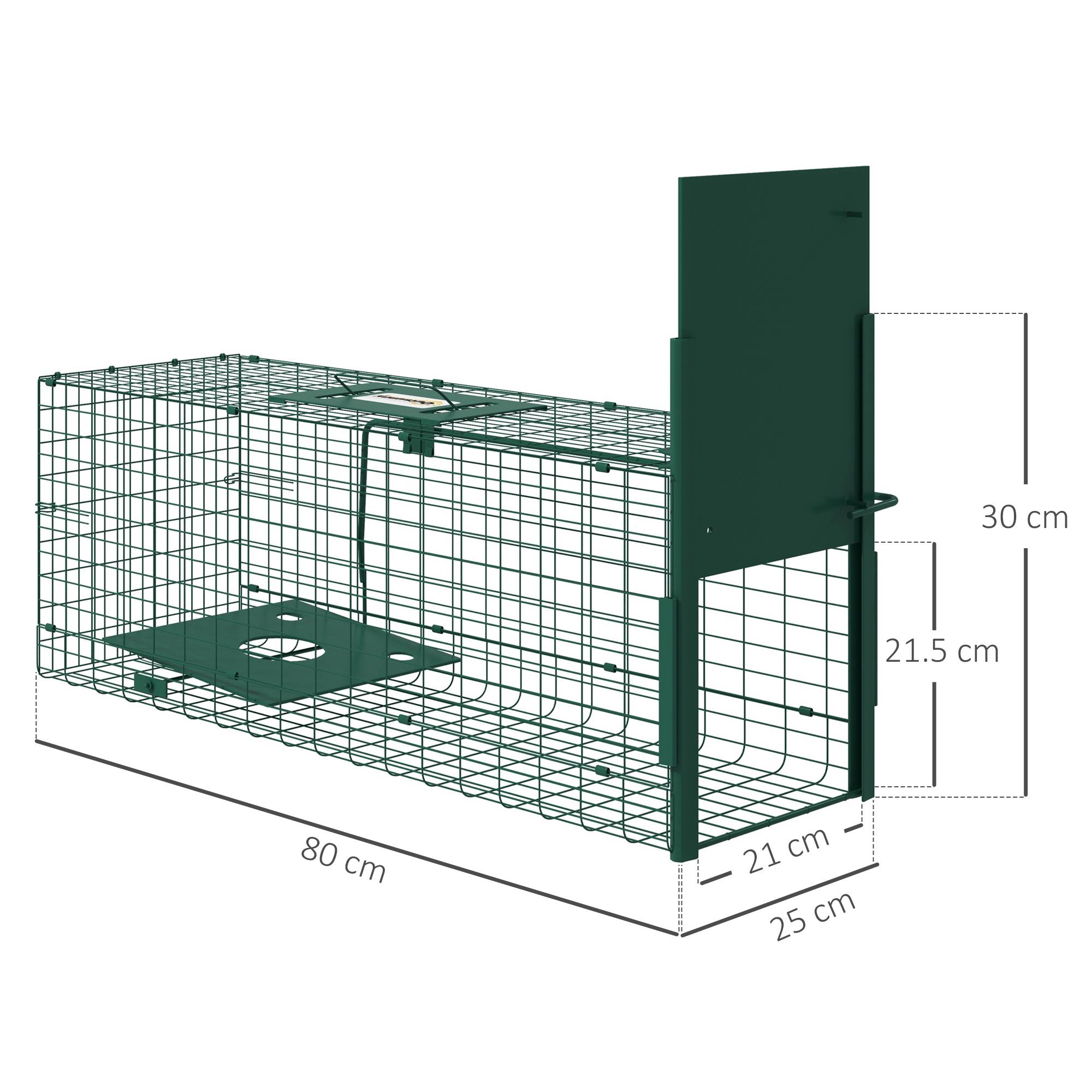Cage piège pour petits animaux avec une porte et poignée, 80x25x30 cm, vert foncé - Image 5