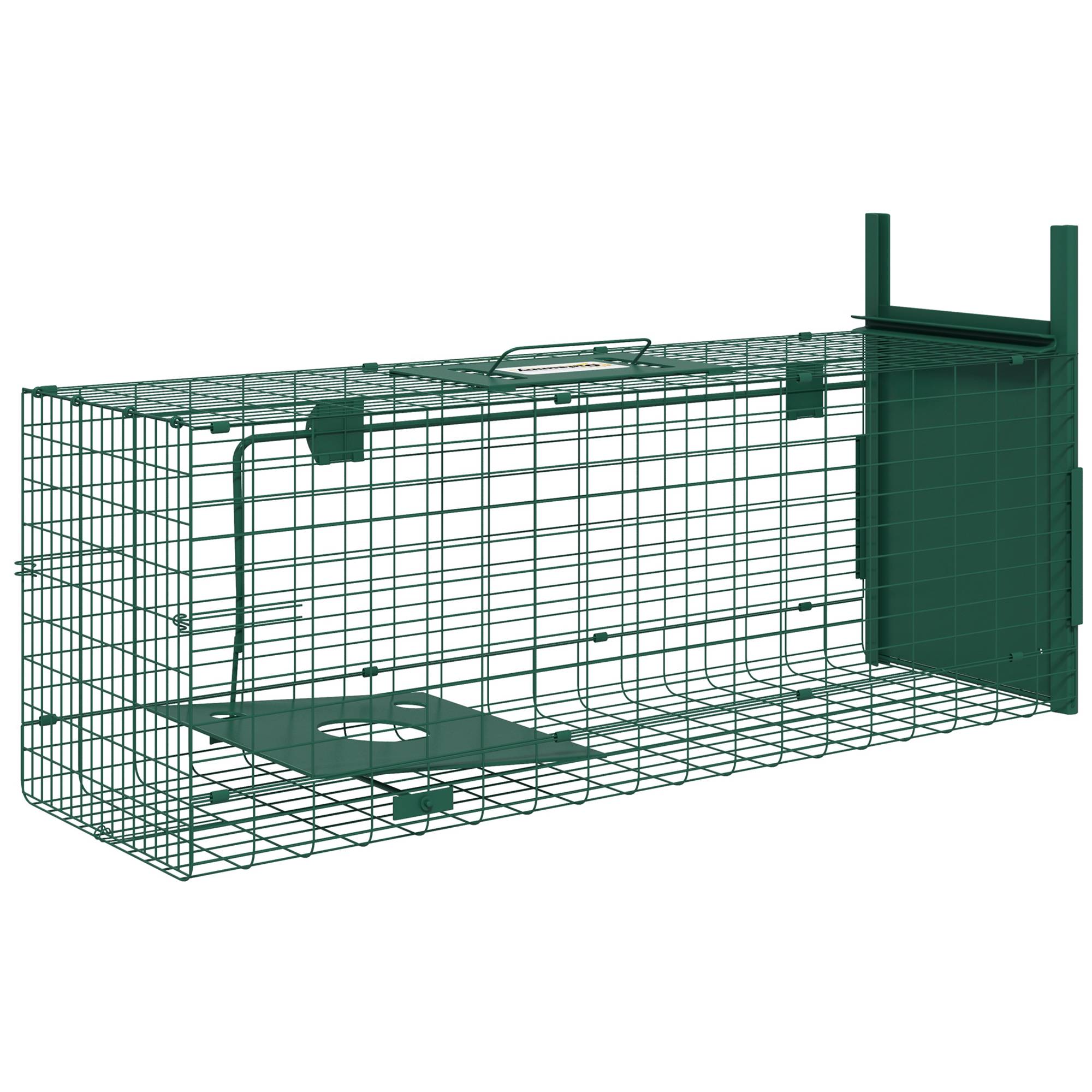 Cage piège pour petits animaux avec une porte et poignée, 80x25x30 cm, vert foncé - Image 2