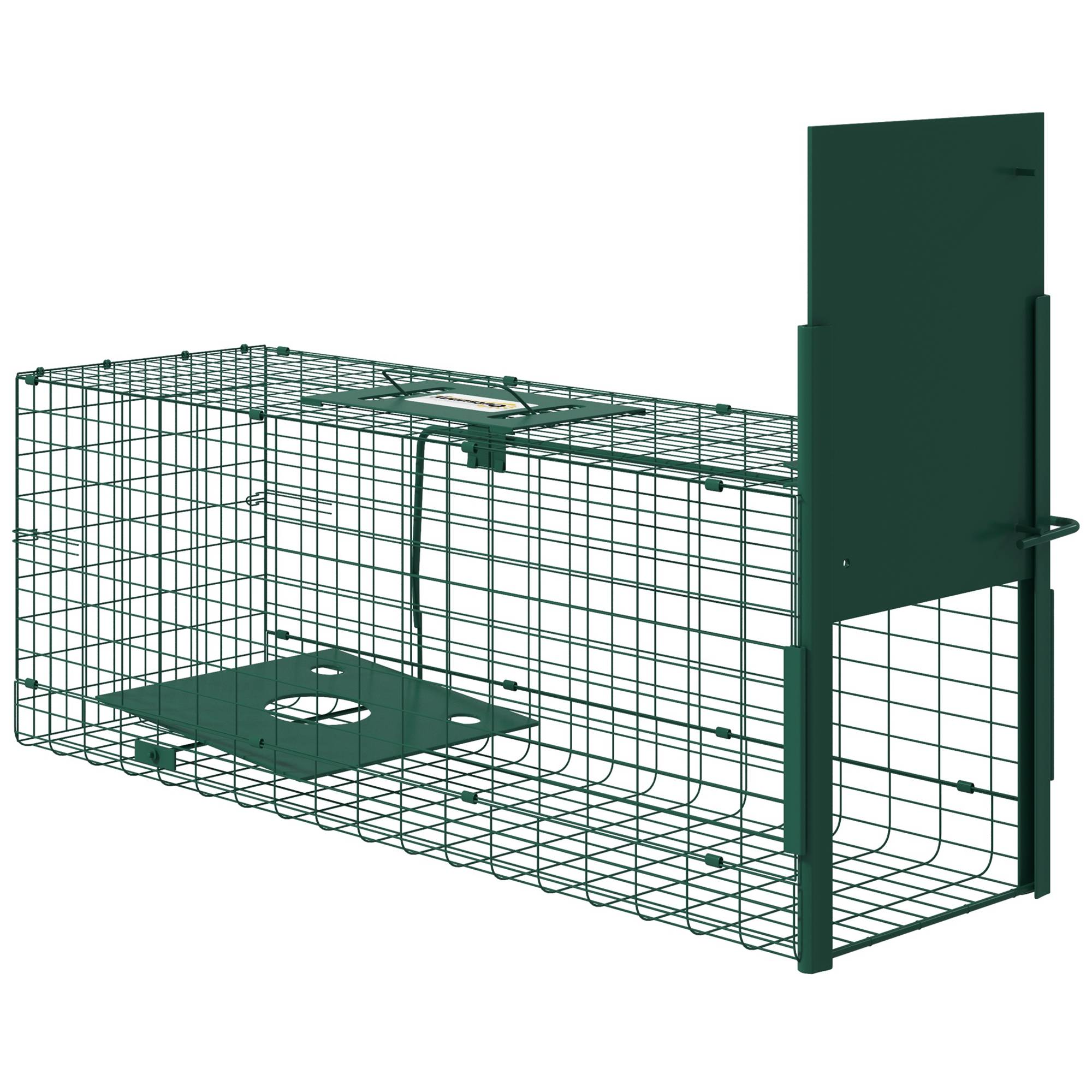 Cage piège pour petits animaux avec une porte et poignée, 80x25x30 cm, vert foncé