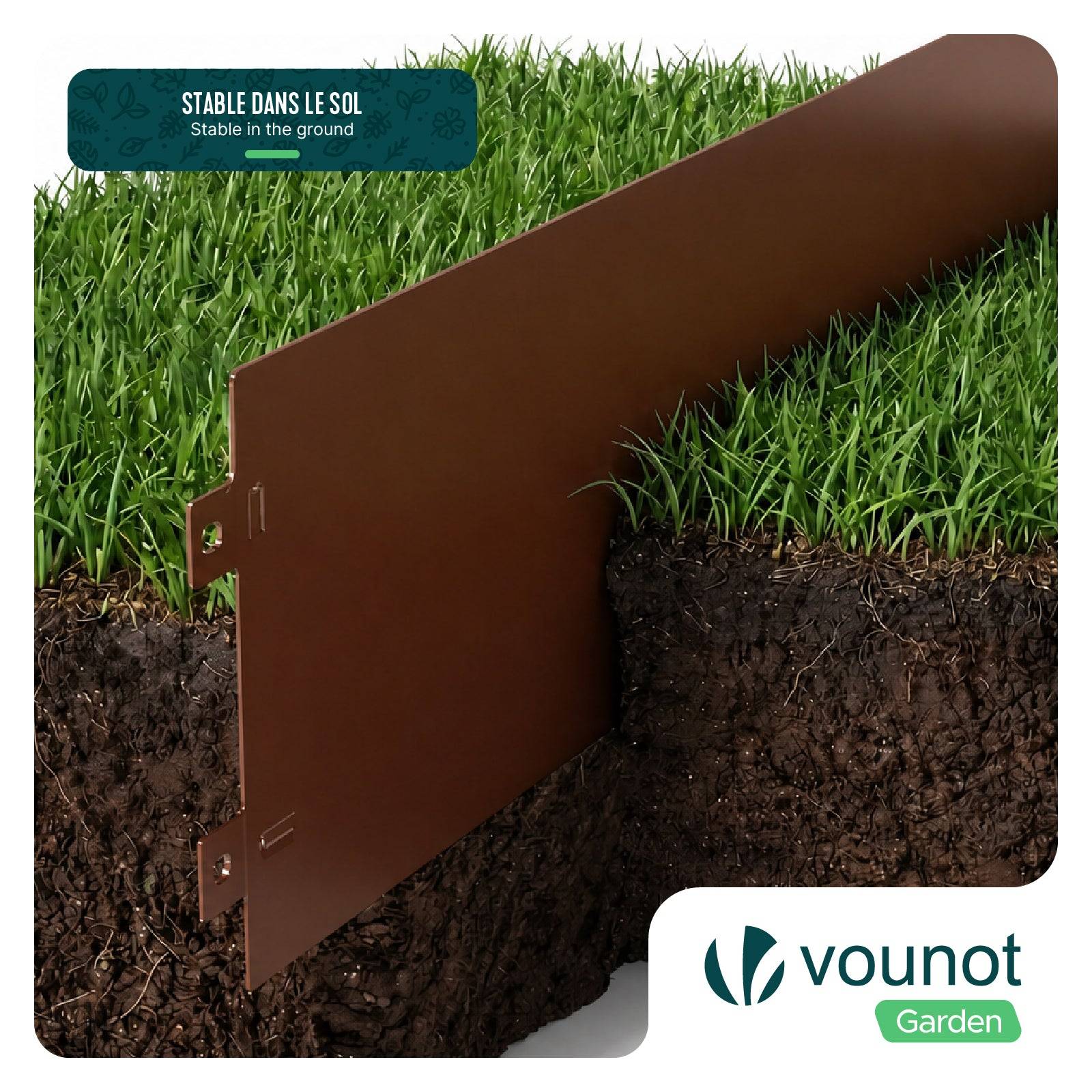 Vounot - Lot de 25 Bordure de jardin en métal flexible 100x18cm marron - clôture gazon antirouille 25m - VOUNOT® - Image 6