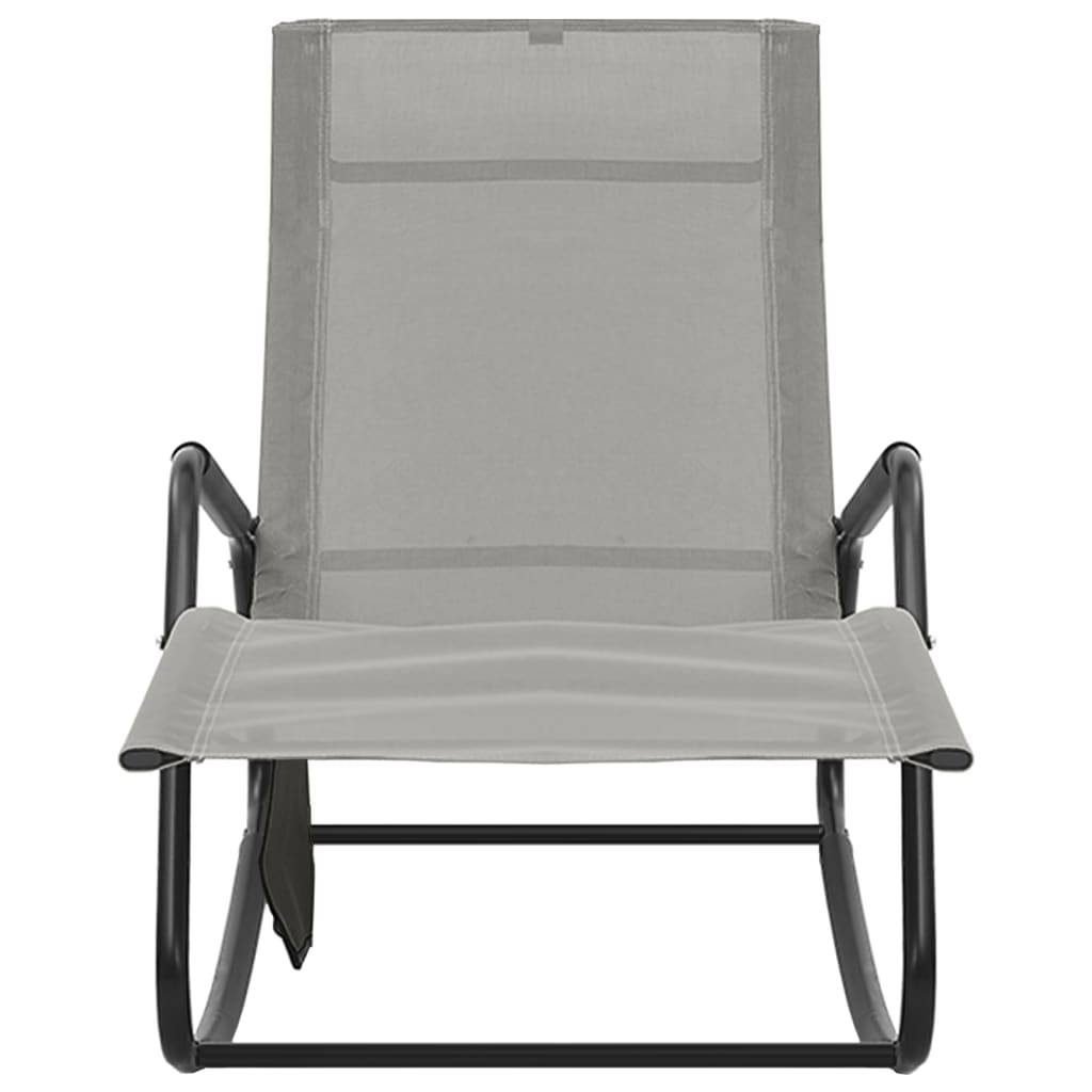 Helloshop26 - Transat chaise longue bain de soleil lit de jardin terrasse meuble d'extérieur acier et textilène gris - Image 2