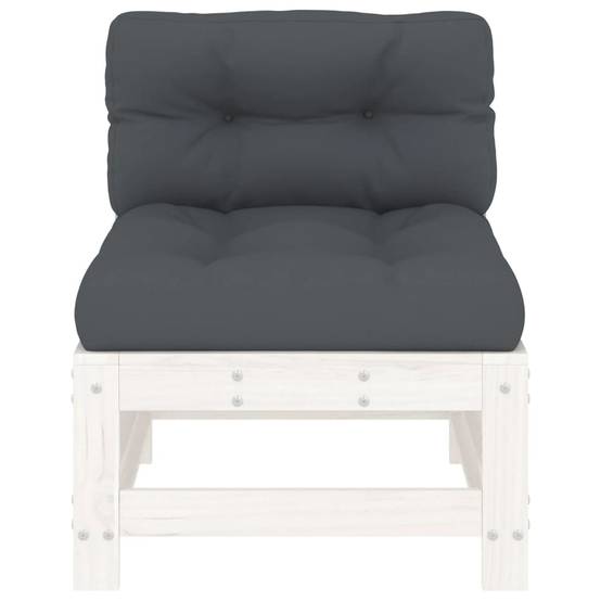 Canapés centraux avec coussins 2 pcs | Canapé D'extérieur | Sofa De Jardin blanc bois de pin massif Maison Chic - Image 5