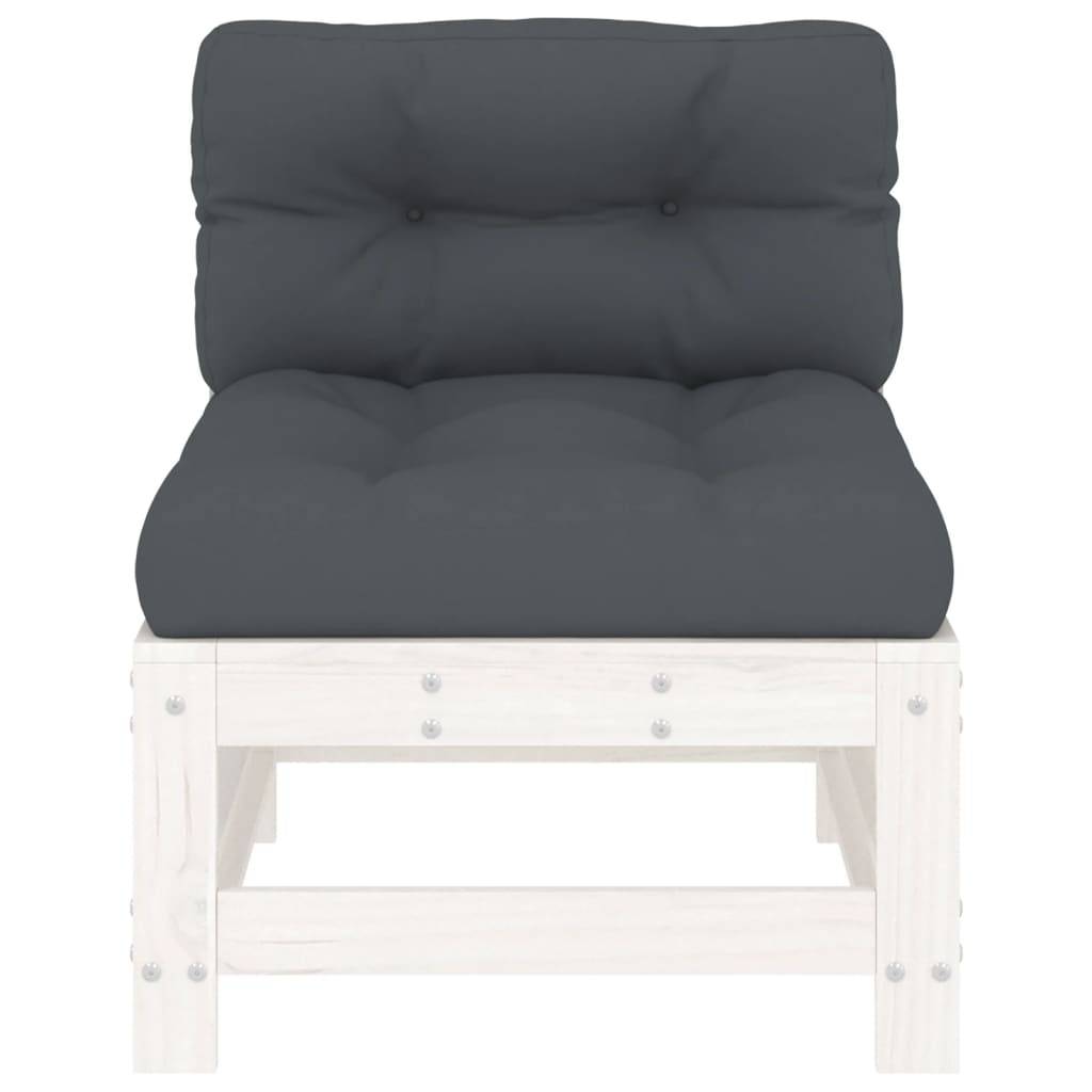 Canapés centraux avec coussins 2 pcs | Canapé D'extérieur | Sofa De Jardin blanc bois de pin massif Maison Chic - Image 5