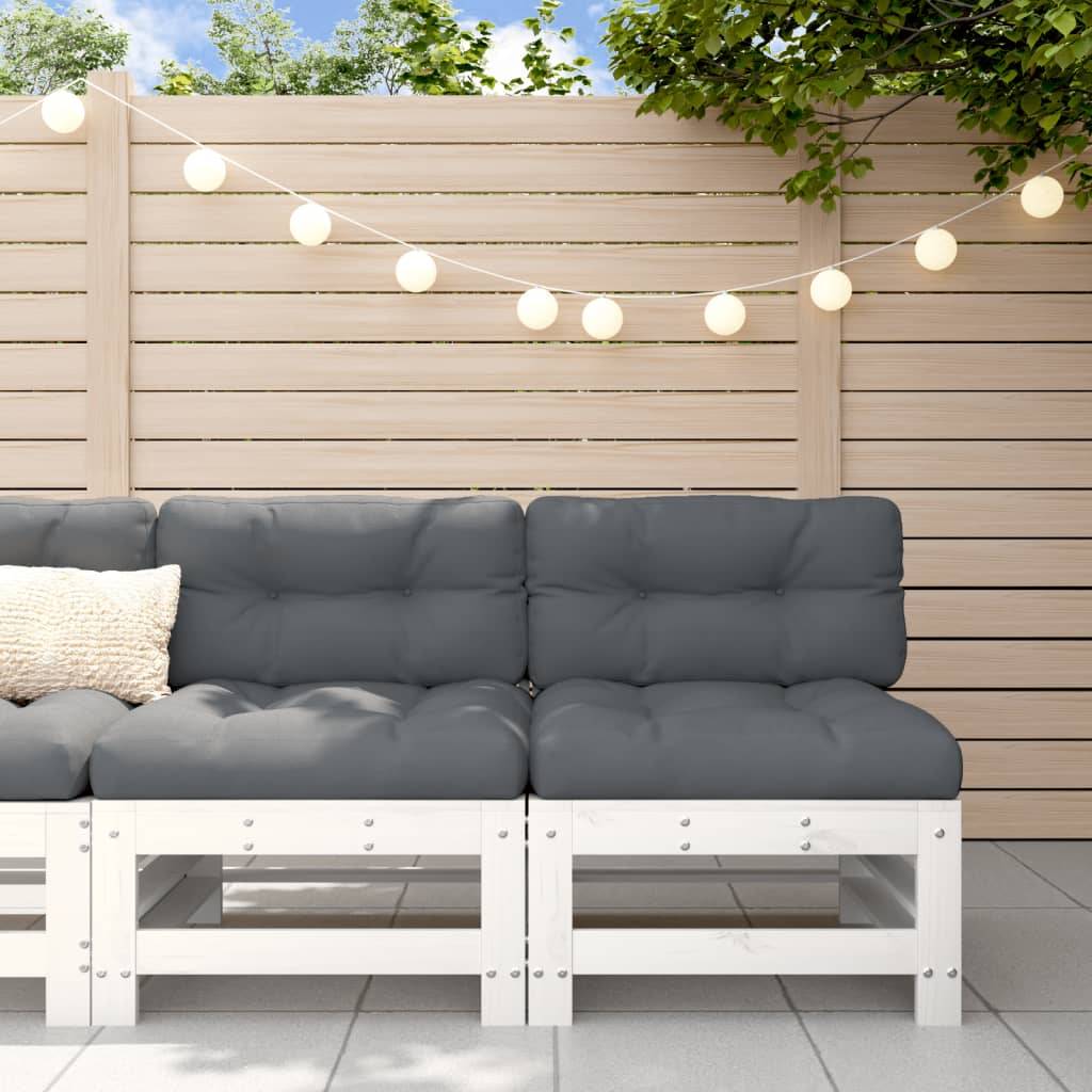 Canapés centraux avec coussins 2 pcs | Canapé D'extérieur | Sofa De Jardin blanc bois de pin massif Maison Chic - Image 2