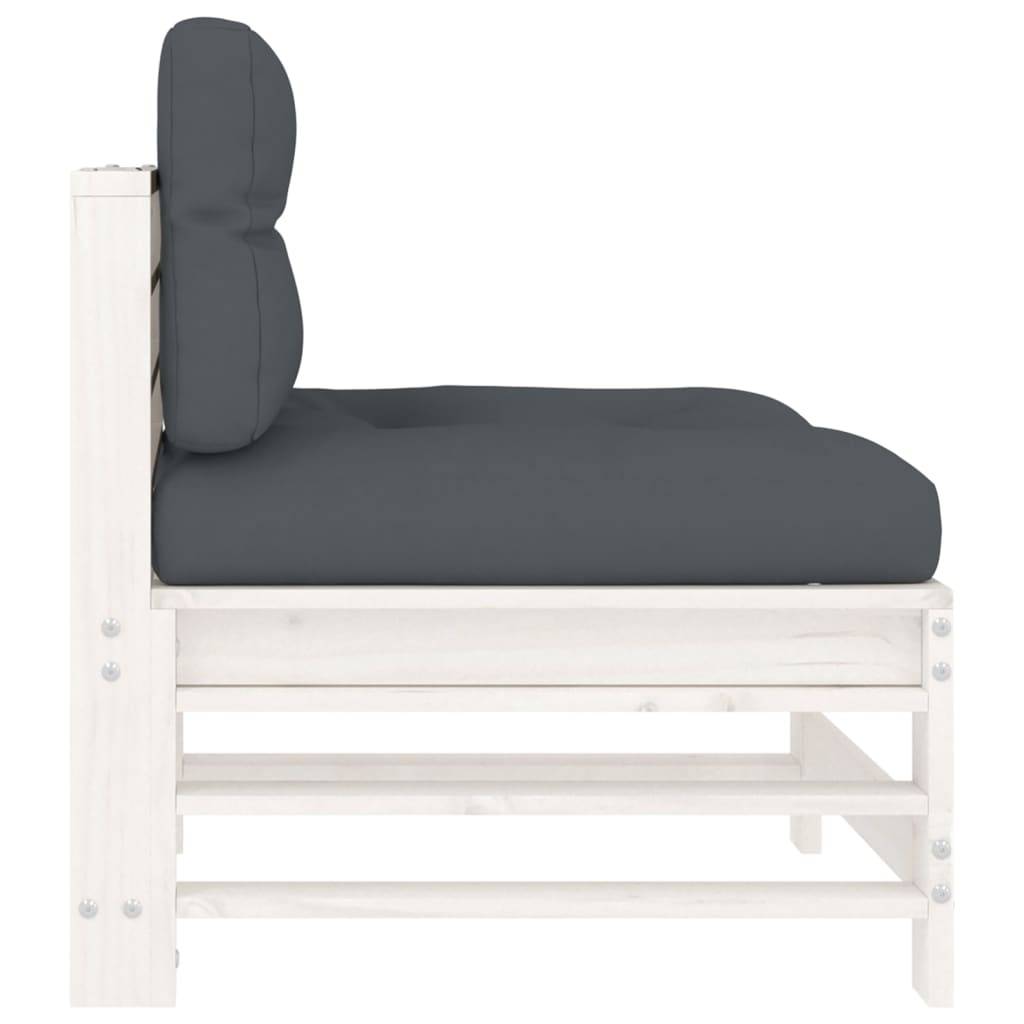 Canapés centraux avec coussins 2 pcs | Canapé D'extérieur | Sofa De Jardin blanc bois de pin massif Maison Chic - Image 6