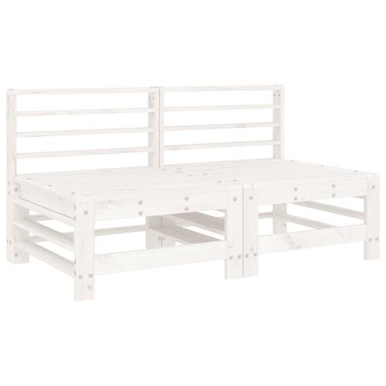 Canapés centraux avec coussins 2 pcs | Canapé D'extérieur | Sofa De Jardin blanc bois de pin massif Maison Chic - Image 3
