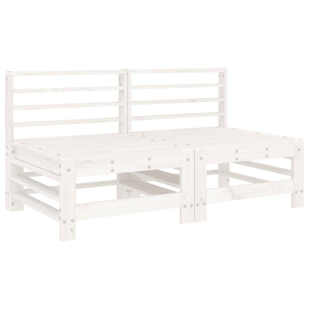 Canapés centraux avec coussins 2 pcs | Canapé D'extérieur | Sofa De Jardin blanc bois de pin massif Maison Chic - Image 3
