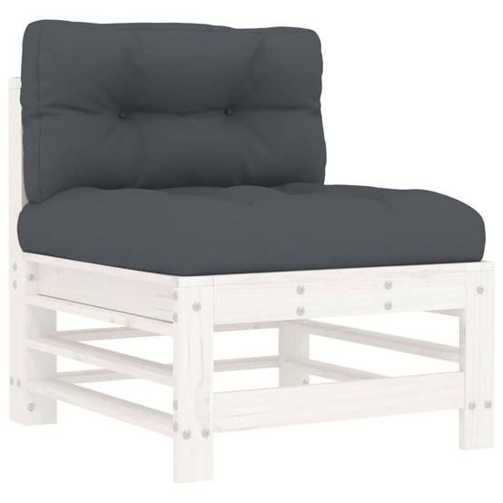Canapés centraux avec coussins 2 pcs | Canapé D'extérieur | Sofa De Jardin blanc bois de pin massif Maison Chic - Image 4