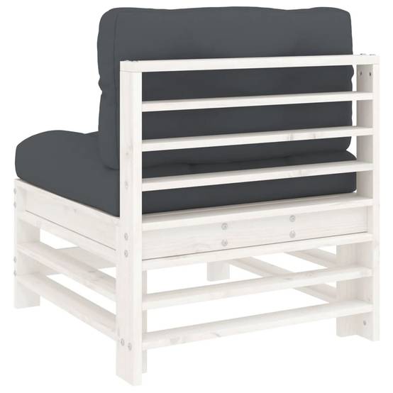 Canapés centraux avec coussins 2 pcs | Canapé D'extérieur | Sofa De Jardin blanc bois de pin massif Maison Chic - Image 7