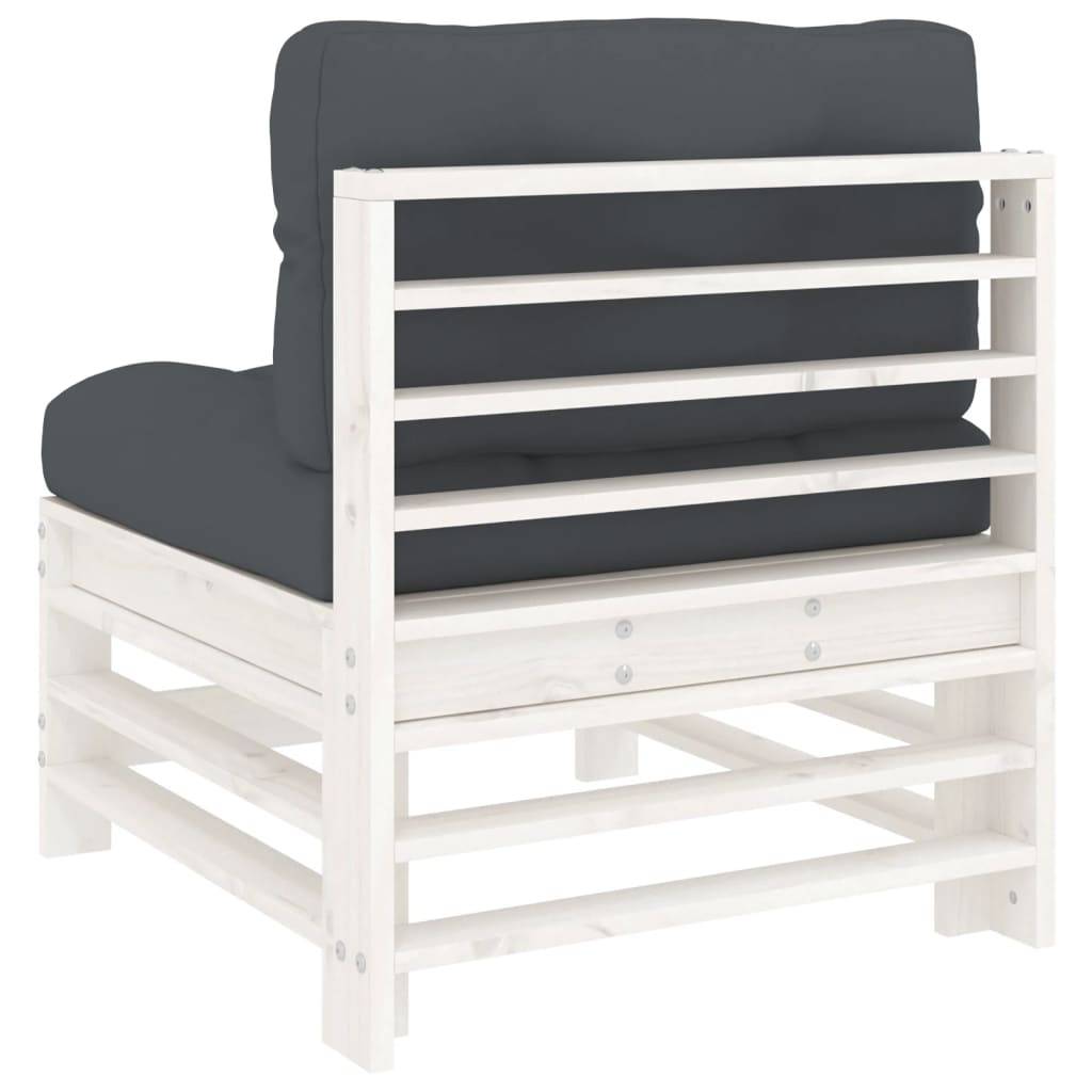 Canapés centraux avec coussins 2 pcs | Canapé D'extérieur | Sofa De Jardin blanc bois de pin massif Maison Chic - Image 7