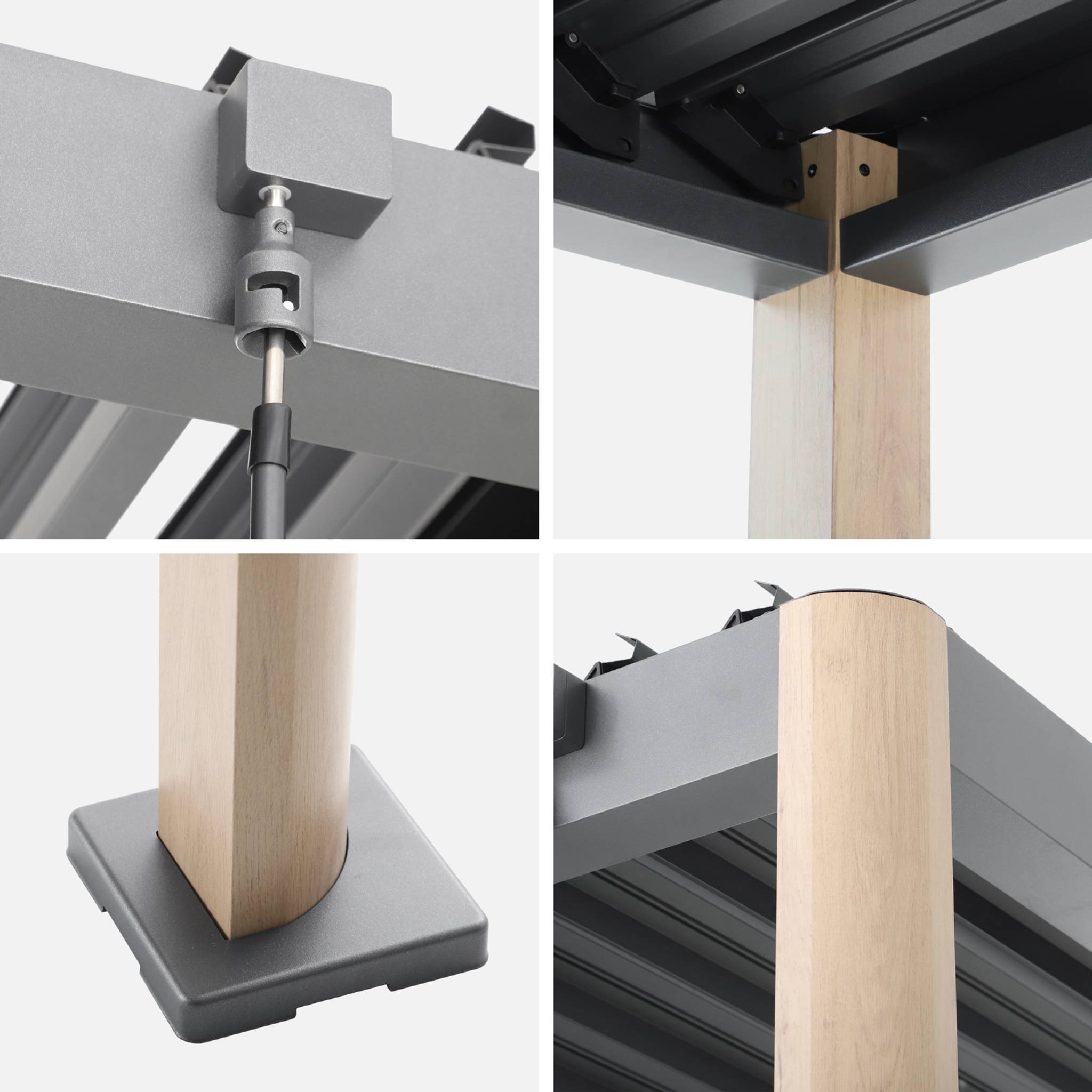 Pergola bioclimatique effet bois aluminium et acier lames orientables 4x3m - Imperial | sweeek - Image 5