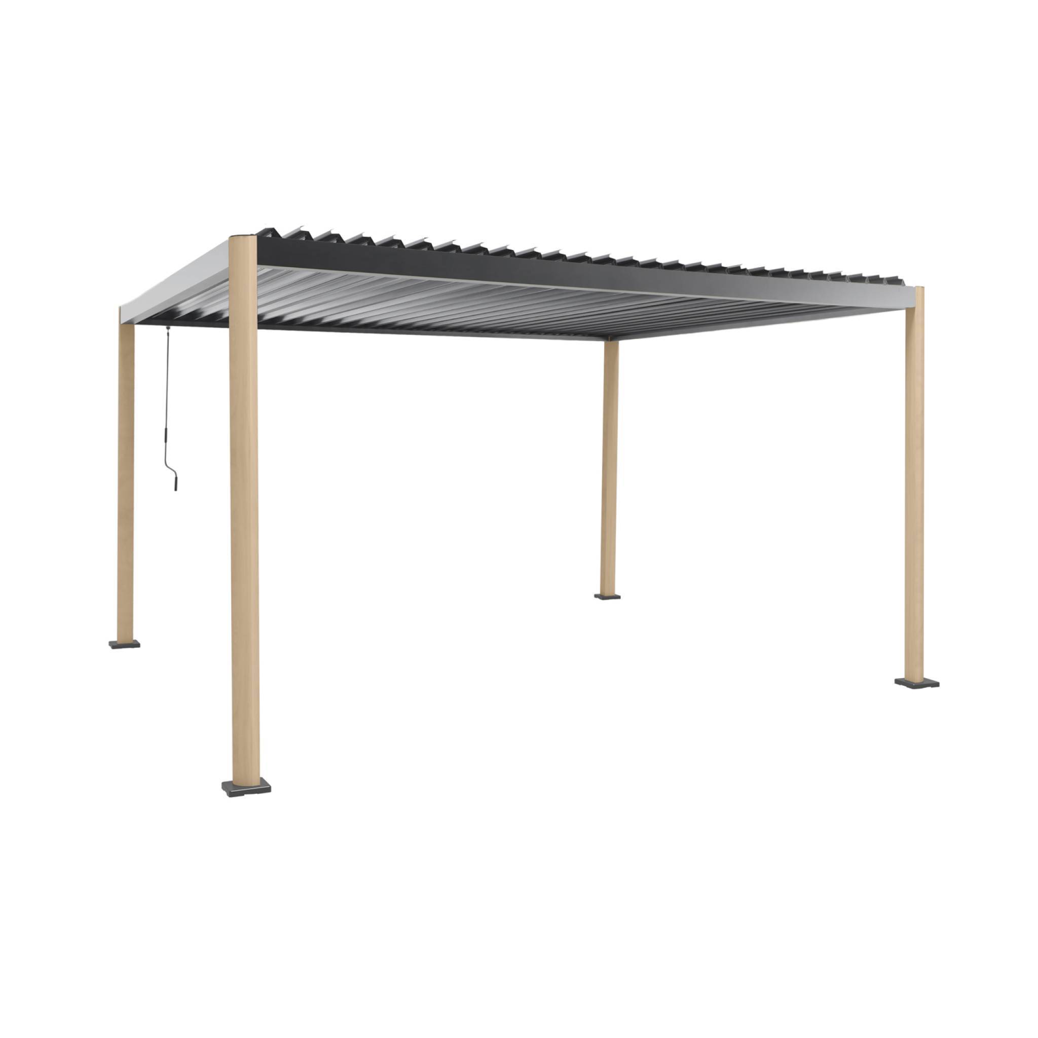 Pergola bioclimatique effet bois aluminium et acier lames orientables 4x3m - Imperial | sweeek - Image 2