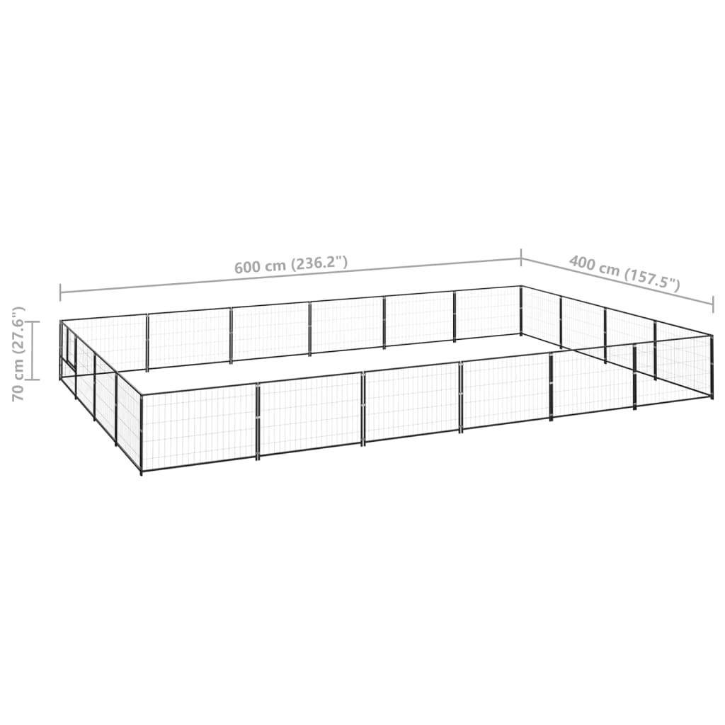 Helloshop26 - Chenil extérieur cage enclos parc animaux chien noir 24 m² acier - Image 2