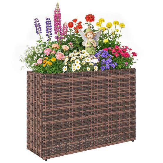 Jardinière sur pieds résine tressée marron 81 x 28 x 58 cm - PANGIVO - Image 1